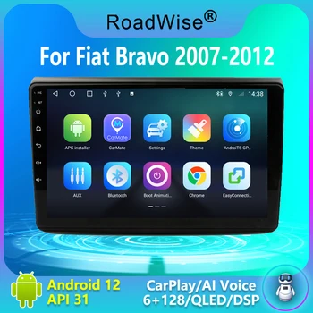 Roadwise 8+256 Android 12 de Rádio de Carro Fiat Bravo 2007 - 2011 2012 Multimídia 4G Wifi GPS DVD 2Din Carplay DSP Autoradio Estéreo