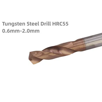 1PCS Straight Shank do Aço de Tungstênio HRC55 0,6 mm-2.0 mm Broca de Precisão CNC Usinagem de furos Fresamento Furação
