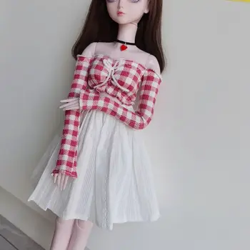 Boneca Acessórios 60cm Vestido da Boneca para 1/3 Bjd Boneca Roupas de Manga comprida de Fora do Ombro Diy Menina Brinquedos Vestir Saia Definido (ausência de Boneca)