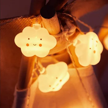 Cartoon Sorriso Nuvem de Luz LED String String de Fadas Luz de Bateria Para Crianças, Sala de Decoração de Interiores Festa de Casamento Decoração