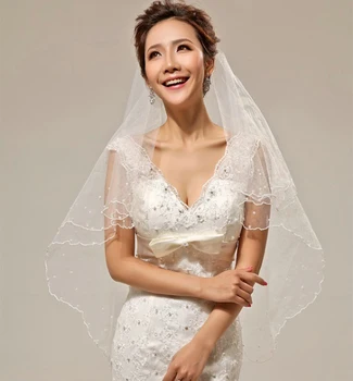Transparente branca de Malha de Camada Única de Comprimento 150cm de Casamento Headwear Véu de Noiva 2024