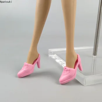 1Pair cor-de-Rosa Boneca de Moda de Sapatos Para Barbie Boneca de Salto Alto Sapatos de Sandália Para 1/6 BJD Boneca Dollhouse Acessórios Crianças Brinquedos de DIY
