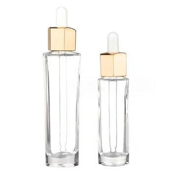 30ml de 50 ml, transparente, sextavado, frasco conta-Gotas Pipeta Queda de Garrafas Reutilizáveis de Espessura de Vidro de