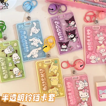 3D Anime Kawaii Transparente Socorro Sanrioed Kuromi Minha Melodia Sino Hello Kitty Plástico Titulares de Cartão de Chaveiro Refeição Cartão de Caso