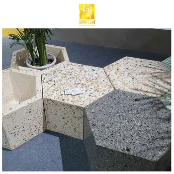 BOTON de PEDRA Artificial, Pedra Personalizado Polido Sala de estar Interior Móveis Terrazzo Fezes