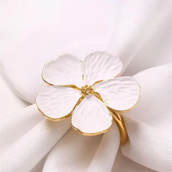 Guardanapo fivela de metal simples flor anel de guardanapo hotel de decoração de mesa de enfeites da flor da ameixa boca de pano anel