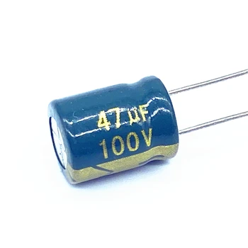 10 Stks/partij Hoge Frequentie Lage Impedantie 100V 47Uf de Alumínio Elektrolytische Condensator Maat 8*12 47Uf 20%