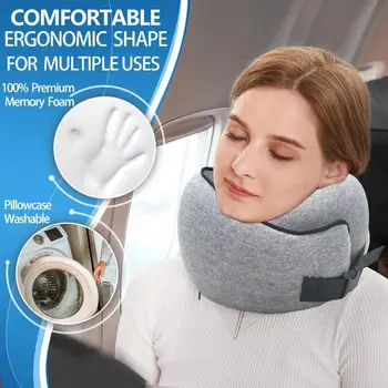 Avião Travesseiro Com Saco de Armazenamento de Lenta recuperação de Resfriamento de 360 Graus de Proteção Cervical Suporte de Espuma de Memória em forma de U Almofada de Viagem