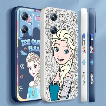 Princesa Elsa Disney Para OPPO Encontrar X6 X5 X3 A98 A96 A93 A94 A76 A77 A74 A72 A57 A53 A16 5G Líquido Esquerda Corda Caso de Telefone