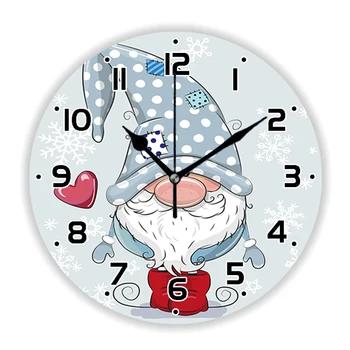 Bonito dos desenhos animados Gnome Natal Relógio de Parede para a Criança Quarto Viveiro Elfo Anão Cozinha Parede da Sala de estar Assistir a Casa de Férias Decoração Presente