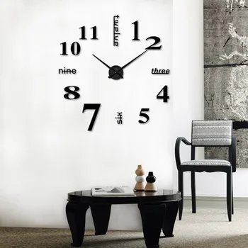 Acrílico Moderno Diy Relógio de Parede 3d da Superfície do Espelho Vinheta de Decoração de Home Office de Fácil leitura Numerais Enfeites Pendurados Reloj De Pared
